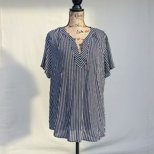 Black and white striped blouse